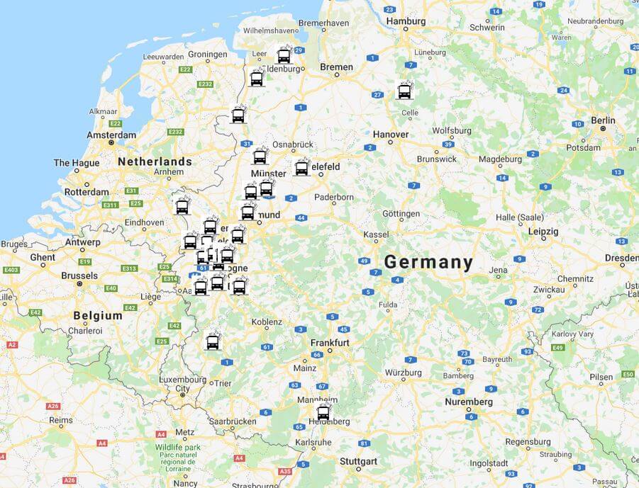 Camperwasplaatsen in Duitsland aan de Nederlandse en Belgische grens